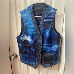 vintage reversible paisley and cloud patterned dinner vest